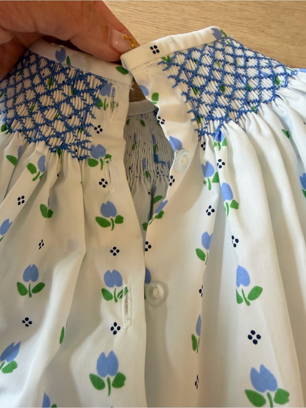 The Beaufort Bonnet Company White Top with Blue & Green Floral Print - Picture 3 of 3